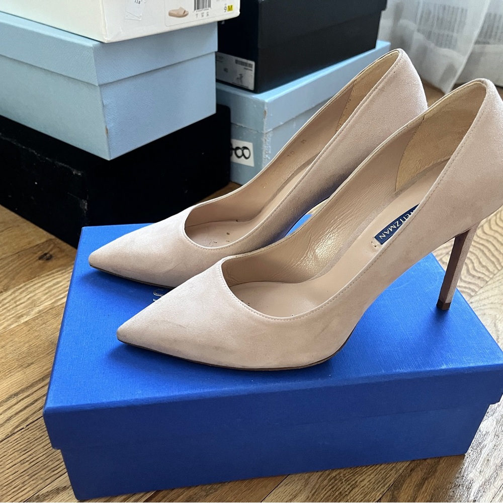 Stuart Weitzman Cream Patent Leather Heels